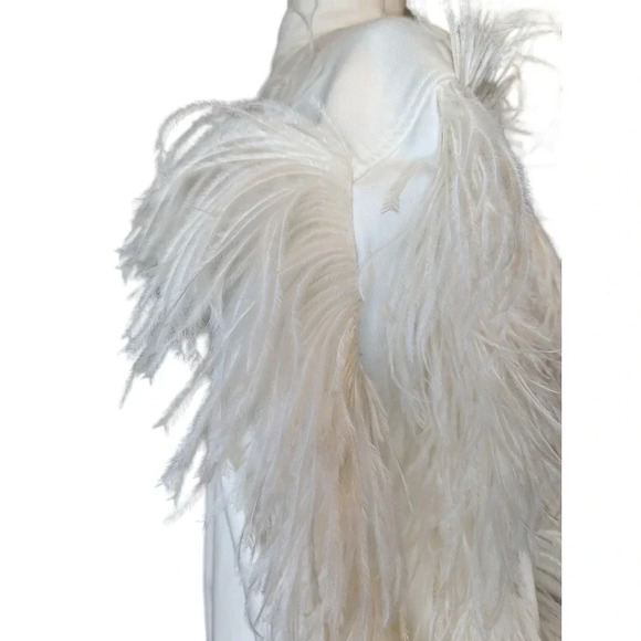 David Koma Ostrich Feather Oversized Denim Jacket Dress Bridal bachelorette - Picture 9 of 16